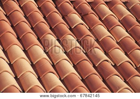 Close view of famous red rood tiles in Dubrovnik