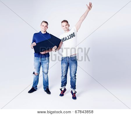 Two Handsome Man Posing With Arrow