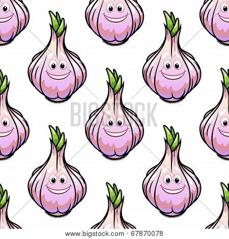 Healthy fresh garlic seamless pattern
