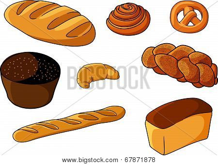 Assorted fresh cartoon bakery set