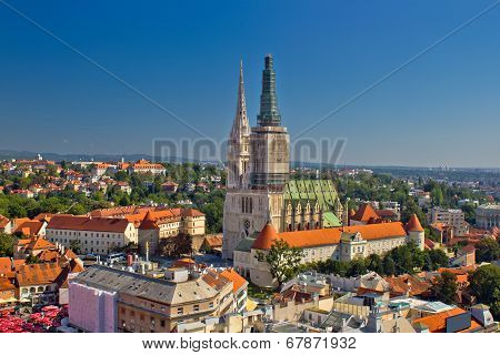 Zagreb Cathedral Panoramic Aerial View