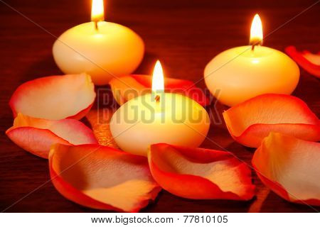 Petals Of Roses And Candles