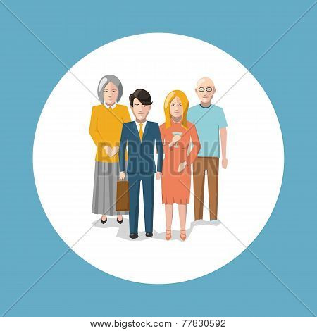 Happy child-free family illustration
