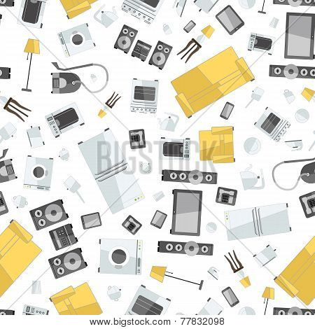 mess of colorfull icons house appliance seamless pattern