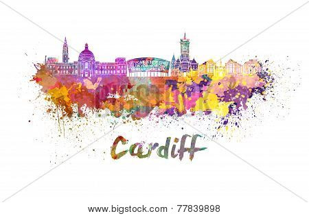 Cardiff Skyline In Watercolor