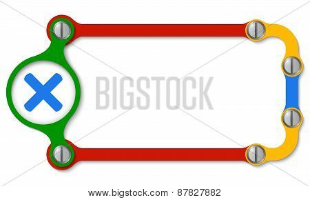 Colored Frame With Screws And Multiplication Icon