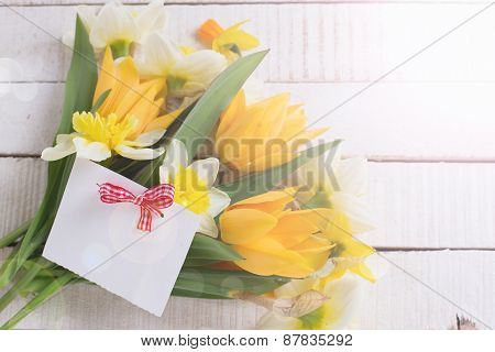 Background With Fresh Flowers And Tag