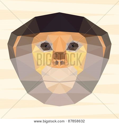 Abstract Polygonal Geometric Red-shanked Douc Langur Portrait For Design