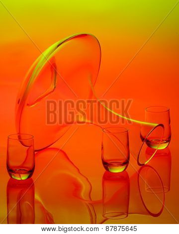Set of glass bottles (3)