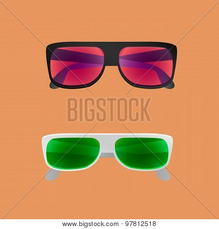 Sunglasses set  - vector illustration Shadow and background are on separate layers. Transparent lens