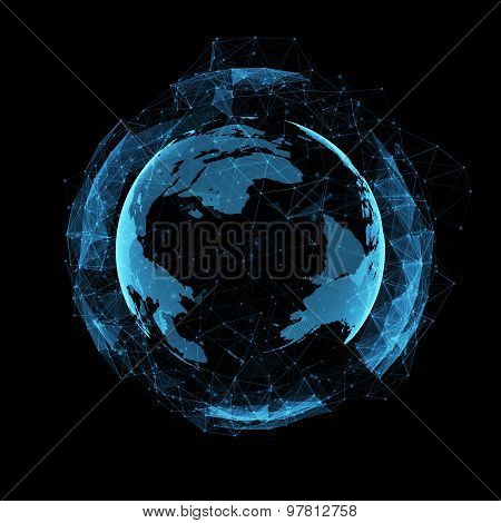 business, new technology and virtual sphere globe