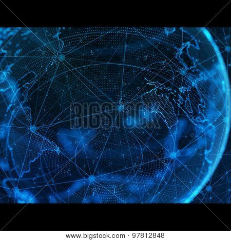 business, new technology and virtual sphere globe