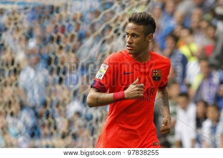 BARCELONA - APRIL, 25: Neymar da Silva of FC Barcelona during a Spanish League match against RCD Espanyol at the Power8 stadium on April 25 2015 in Barcelona Spain