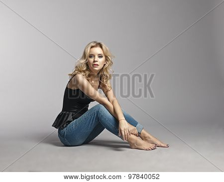 Beautiful Woman On Monochrome Background