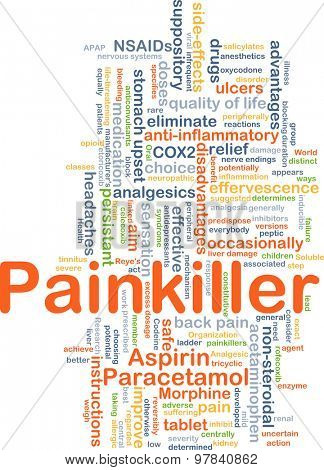 Background concept wordcloud illustration of painkiller