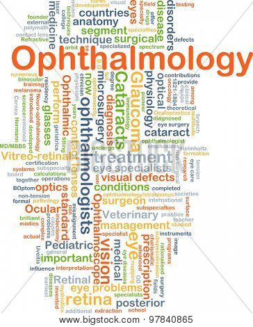 Background concept wordcloud illustration of ophthalmology