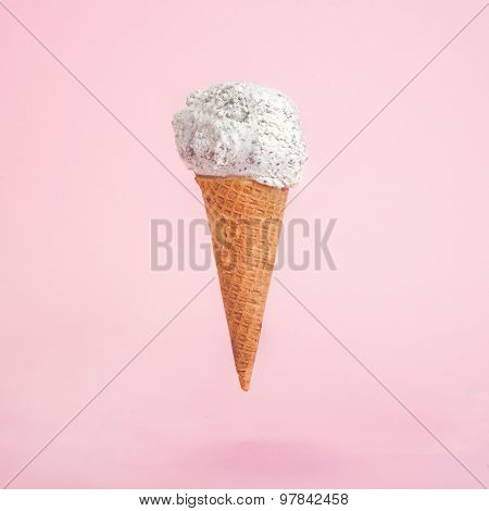 Ice Cream Cone On Pink Background