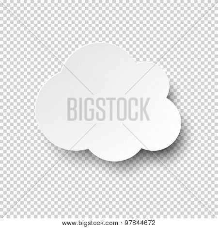 Vector illustration of white blank paper cloud speech bubble with shadow. Eps10.