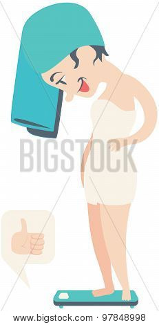Woman Weighing Herself