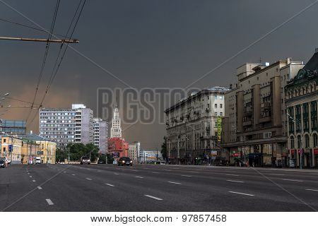 Moscow, Russia - June 07, 2014 Sukharevskaya Square In Moscow