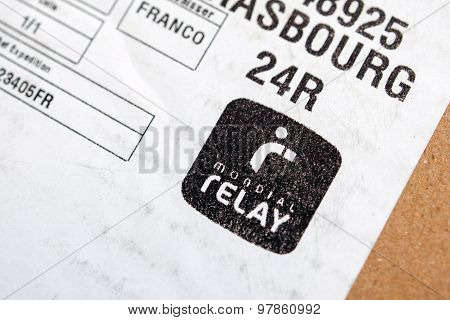 Mondial Relay Sticker On Cardbox