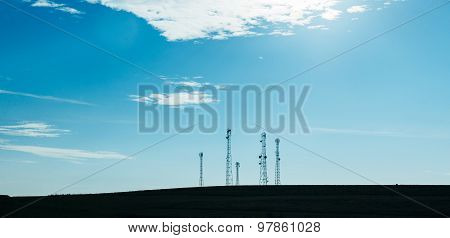 Five Telecommunication Mast Tv Antennas