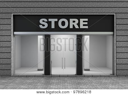 Modern Empty Store Front With Big Window.