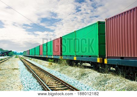 train with container & goods go to dock.