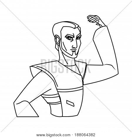 animation asian man to ancient clothes. vector illustration