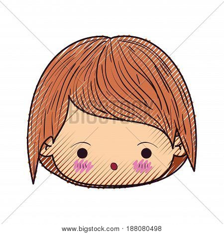 colored crayon silhouette of kawaii head of little boy with facial expression of surprise vector illustration