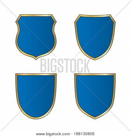 Shield Gold Blue Icons Set Shape Emblem