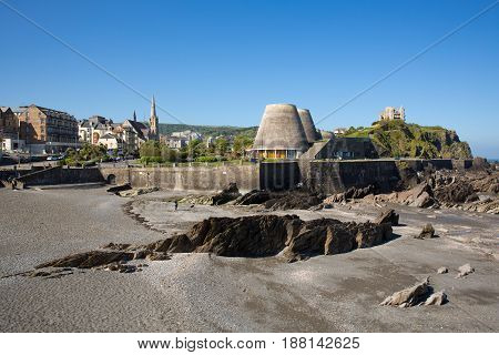 Ilfracombe Devon coastal tourist destination in summer with blue sky