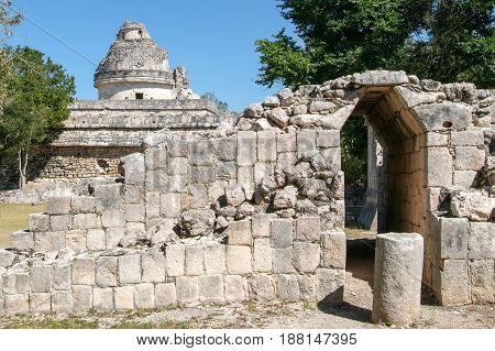 Mayan Observatory Ruin At Chichen Itza