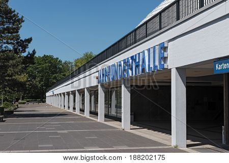 FRANKFURT, GERMANY-MAY 26, 2017: The Concert and Congress Hall Jahrhunderthalle Frankfurt-Hoechst