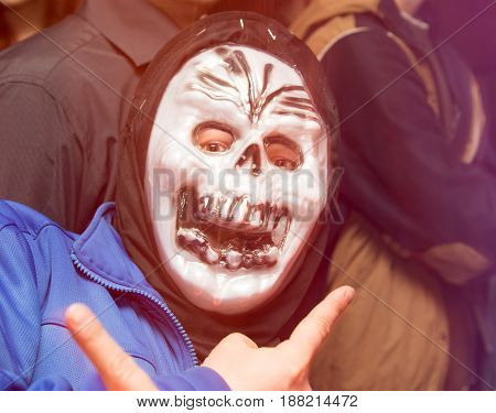 Shymkent, KAZAKHSTAN - OCTOBER 31 , 2015: People in makeup on Halloween holiday October 31, 2015 in Shymkent