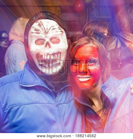 Shymkent, KAZAKHSTAN - OCTOBER 31 , 2015: People in makeup on Halloween holiday October 31, 2015 in Shymkent