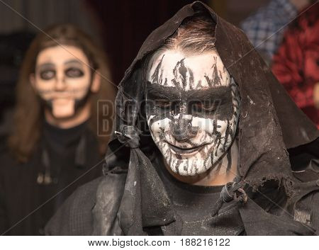 Shymkent, KAZAKHSTAN - OCTOBER 31 , 2015: People in makeup on Halloween holiday October 31, 2015 in Shymkent