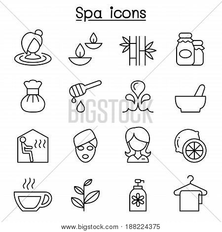Spa & Alternative therapy icon set in thin line style