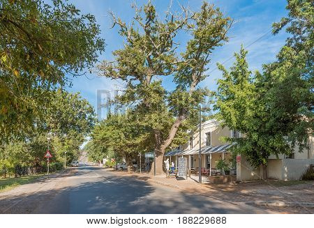 GREYTON SOUTH AFRICA - MARCH 27 2017: A street scene with a restaurant in Greyton a small town in the Western Cape Province of South Africa