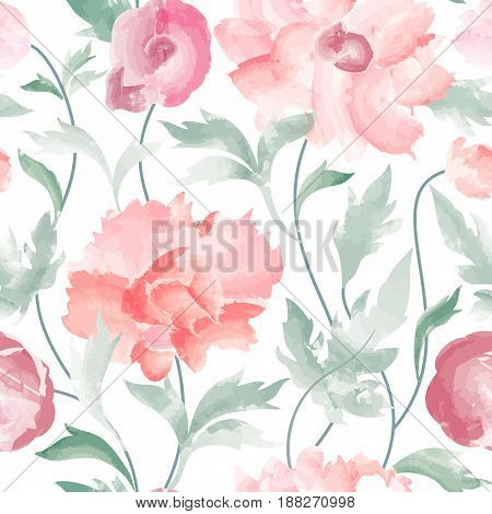 Floral pattern Flower rose ornamental background Flourish texture with dummer flower bouquet. Gentle floral tiled wallpaper