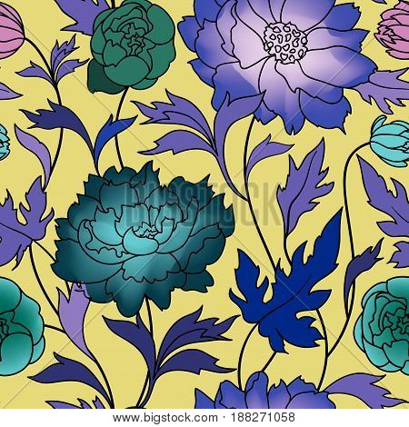 Floral Seamless Pattern. Flower Background. Flourish Garden Texture