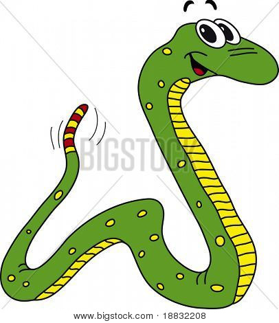 Ilustracja wektor zabawny zielony wąż