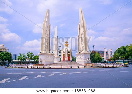 BANGKOK, THAILAND - MAY 20, 2017 : Democracy Monument, Public Monument in Centre of Bangkok.