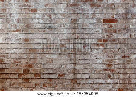 Background Of Old Vintage Dirty Brick Wall With Peeling Plaster