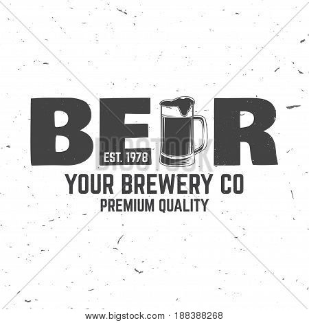 Craft Beer badge. Vector illustration. Vintage design for bar, pub and restaurant business. Coaster for beer.