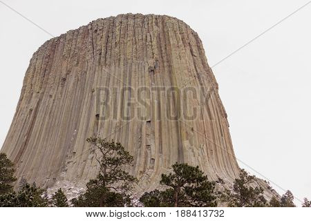 Devils Tower Wyoming Winter Snow Rock Butte