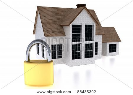 3D Rendering Of A Keylock With A House