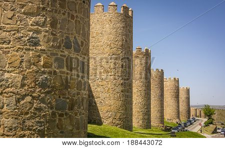 Walls Of The Historic City Of Avila, Castilla Y Leon, Spain