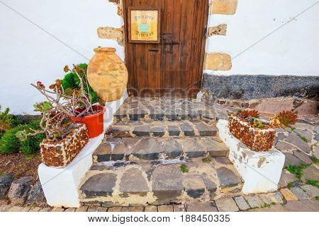 Fuerteventura, Betancuria, April 01, 2017: Central Square In Betancuria Village On Fuerteventura Isl