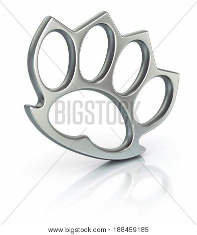 Iron knuckles on white reflective background - 3d illustration